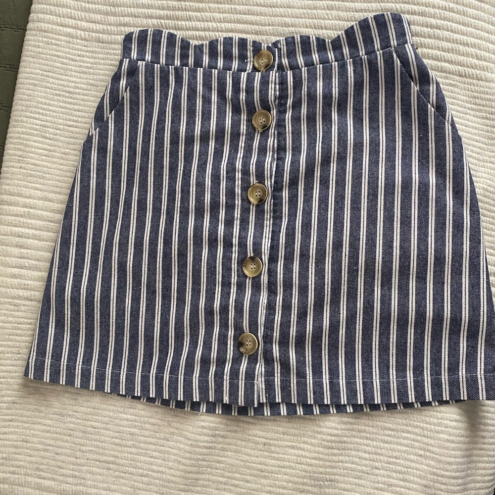 Blu Pepper Blue and White A-line Mini Skirt